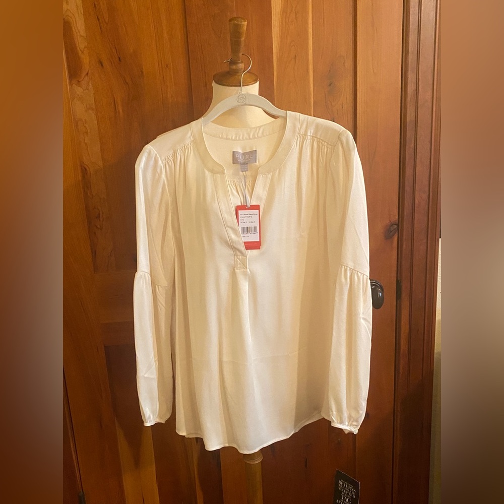 NWT Pure Collection Ivory 100% Silk blouse Size 4